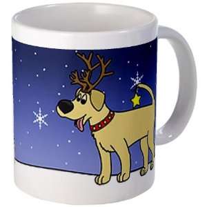 Reindeer Yellow Lab Cartoon Pets Mug by   Kitchen 