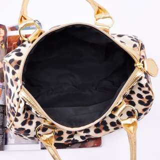 New Fashion Ladies Leopard Print Gold Shoulder Evening Party Bag Purse 