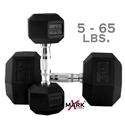 Rubber Hex Dumbbell Set 5 25 lbs  