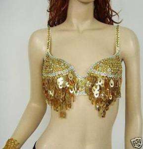 Brand New Sexy Belly Dance Bra Top Gold Color 34 B C  