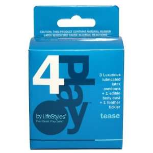 4PLay by Lifestyles Tease, 3 Luxurious Lubricated Latex Condoms + 1 