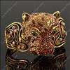 Brown rhinestone tiger wild animal gold bracelet bangle  