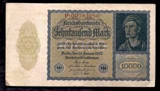 Germany Reichsbanknote 10000 Mark 1922 @ VF  