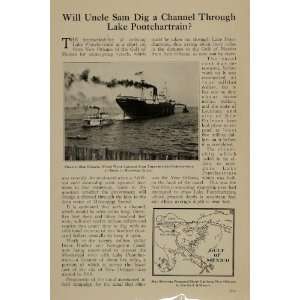   Proposed Channel Canal Dig Pontchartrain   Original Halftone Print