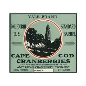  Cape Cod, Massachusetts, Yale Brand Cranberry Label Giclee 