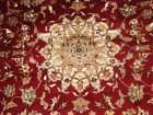 RUBY RED FLORAL HAND KNOTTED RUG CARPET SILK WOOL 10x7