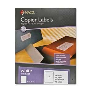  Maco M 5353 Self Adhesive Full Sheet Copier Labels 