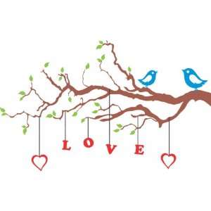  Removable Wall Decals  Birds in Branch Hanging Love