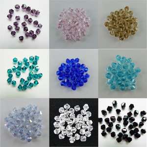 100pcs Beautiful Glass Crystal Bicone Beads 4mm  