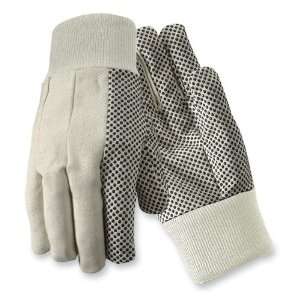 R3 Safety Y6501L Natural Cotton Gloves,w/Dots On Palm/Thumb/Forefinger 