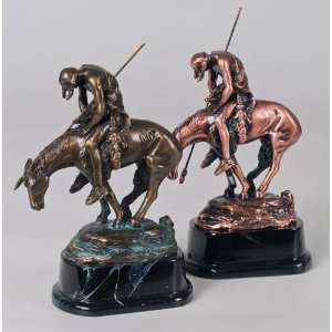  6.5 inch Bronze Verdigris And Brass Indian Warrior On 