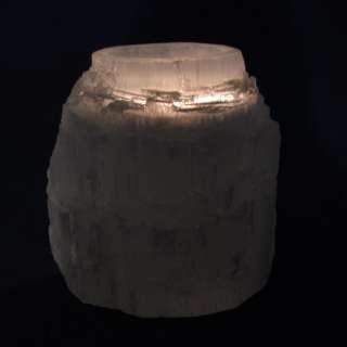 80mm White Selenite Tower Votive Candle Holder Healing Crystal 