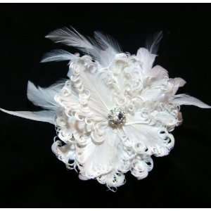  Bridal White Feather Fascinator Hair Clip Beauty