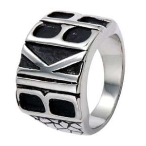 9MM Stainless Steel Biker Ring With Cracked design on Sides and word 