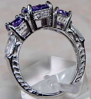 Amethyst ,White Topaz & 925 SOLID STERLING SILVER Ring Size 7. Item 