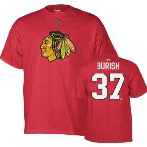 Adam Burish Reebok Name and Number Chicago Blackhawks T 