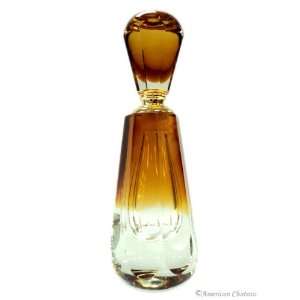  Amber & Clear Fused Cased Crystal Large Perfume Bottle 