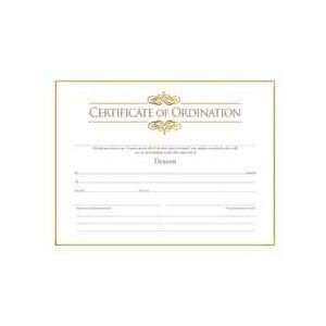  Certif Ordination Deacon w/Gold Embossing (Package of 6 
