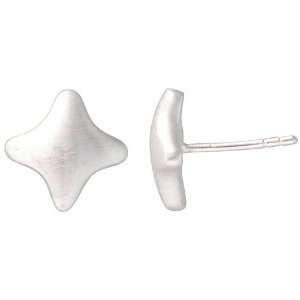   Silver 7/16 (12mm) tall Four pointed Star Stud Earrings Jewelry