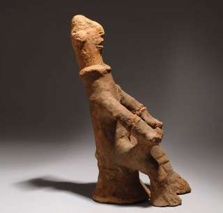 Bankoni Seated Pottery Figure   Mali Tribal Art  