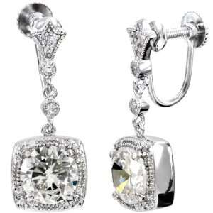 Emitations X02 40437 Margaretas Brilliant CZ Dangle Screwback Earrings