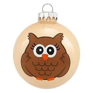  Owl Beige Glass Ornament
