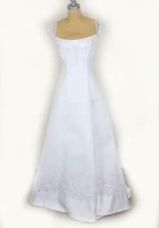 CASABLANCA 1740 BRIDAL WEDDING GOWN DRESS SZ 12 A LINE CRYSTALS SATIN 