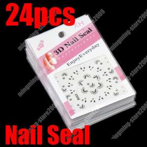 24 PCs Perfect Nail Seal 3D Stickers Rubber Sheet #1721  