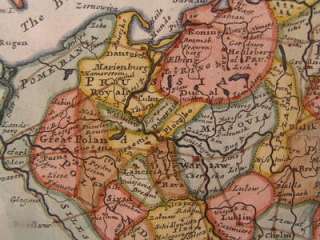 Poland Russia Lithuania 1728 Moll engraved color map  
