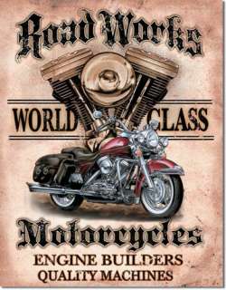 Road Works Motorcycles Man Cave Garage Retro Tin Sign  