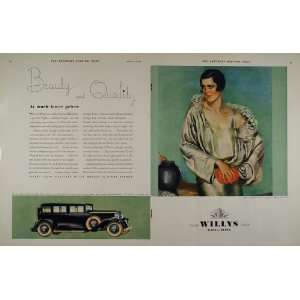  1931 Double Page Ad Willys Overland Vintage Car Fashion 