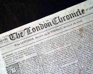 1778 Newspaper BENEDICT ARNOLD George Washington Revolutionary War 