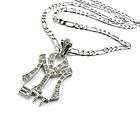 Iced Out Young Money Pendant w/ 24 Figaro Chain Small Rhodium MSP271R