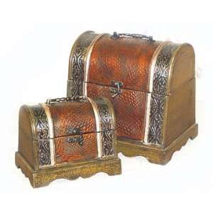  Large Domed Cases Scalloped Base with Leather & Brass 