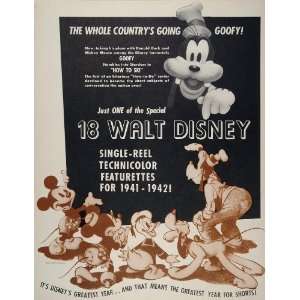  1941 Ad Film Walt Disney Goofy Mickey Minnie Mouse RKO 