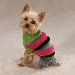  Large Fuzzy Stripe Turtleneck Dog Sweater