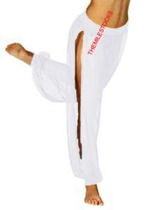 TMS White Slit Harem Yoga Pant Belly Dance Club 25Color  