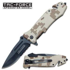 dessert camo stiletto style fast Spring Assisted Knife with window 