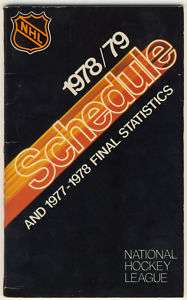 1978 79 NHL Official Schedule  