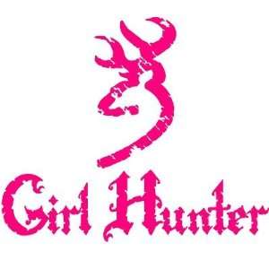 Girl Hunter Stressed Look   Buck Hunting Vinyl Decal   Made In USA 