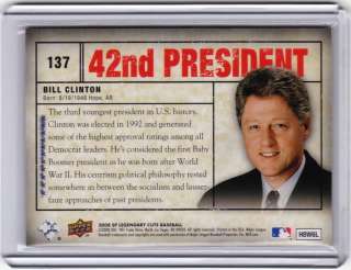 BILL CLINTON 2008 SP Legendary Cuts Memorable_CARD~08~PRESIDENT 