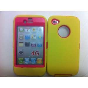  iPhone 4 defender style case(YELLOW/PINK) + By 