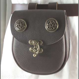 Brown Leather Belt Pouch / Bag Renaissance SCA LARP  