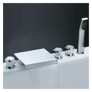  Brass Waterfall Tub Faucet with Hand Shower (Chrome Finish 