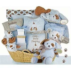  Puppy Love Moses Baby Gift Basket with Free Personalization Baby