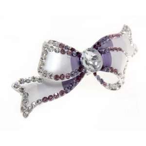    Purple Ribbon Swirl Crystal Hair Clip Barrette Jewelry Beauty