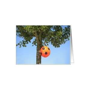  orange football in tree   world championship soccer Card 
