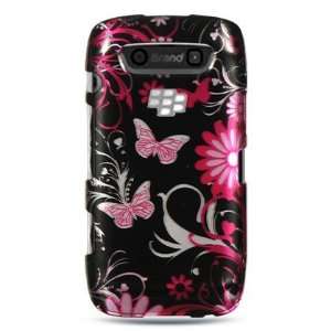VMG BlackBerry Torch 9850/9860   Pink/Black Butterfly Design Hard Case 