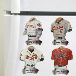 Atlanta Braves Jersey Evolution 4 Pack Magnets