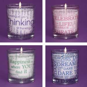Pack of 8 Scentaments Inspirational Words Scented Filled Glass Candles